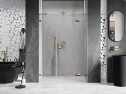 Mexen Lunar L Duschdrehtür rechts 145 cm, transparent, gold - 834SL-145-050-50-00-P