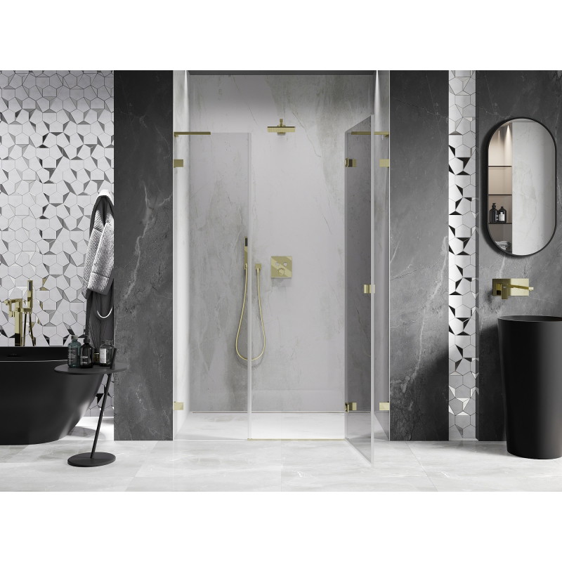 Mexen Lunar L Duschdrehtür rechts 155 cm, transparent, gold - 834SL-155-050-50-00-P