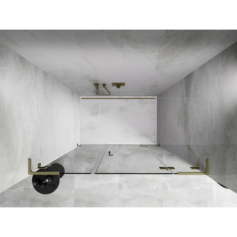 Mexen Lunar L Duschdrehtür rechts 155 cm, transparent, gold - 834SL-155-050-50-00-P