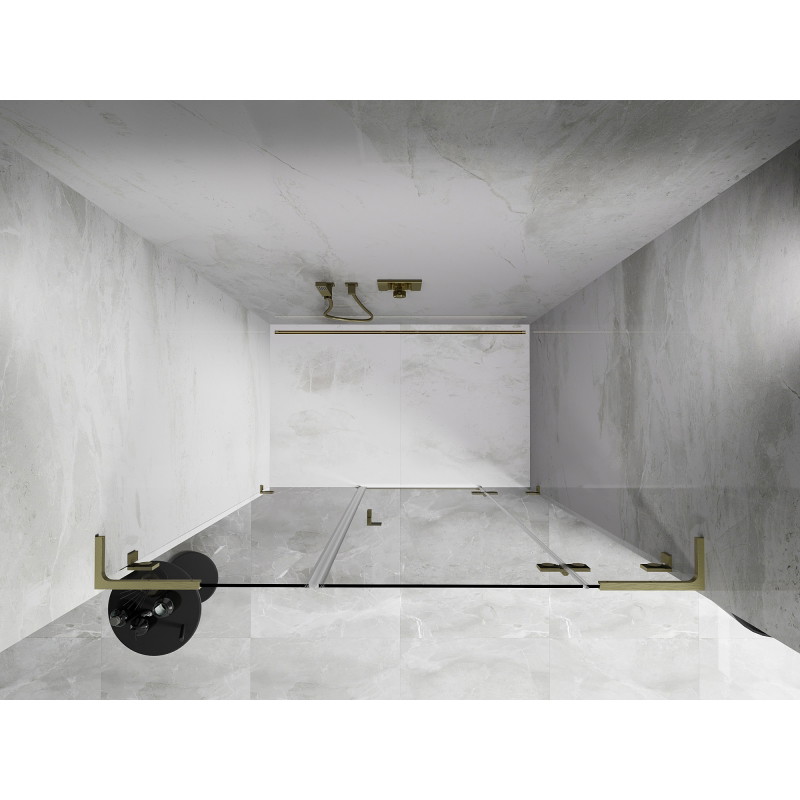 Mexen Lunar L Duschdrehtür rechts 155 cm, transparent, gebürstet gold - 834SL-155-050-55-00-P