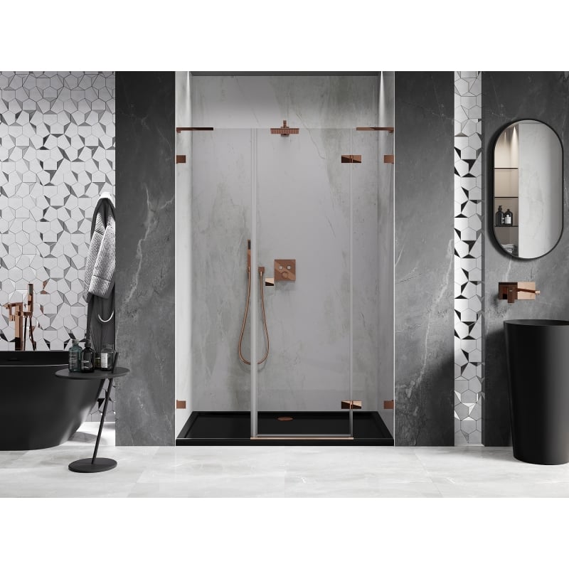 Mexen Lunar L Duschdrehtür rechts 140 cm, transparent, Roségold - 834SL-140-050-60-00-P