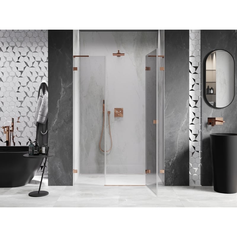 Mexen Lunar L Duschdrehtür rechts 140 cm, transparent, Roségold - 834SL-140-050-60-00-P