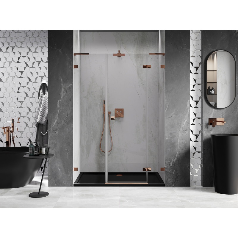 Mexen Lunar L Duschdrehtür rechts 145 cm, transparent, Roségold - 834SL-145-050-60-00-P