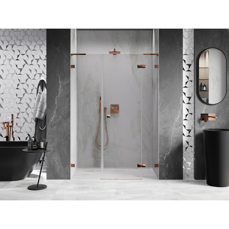 Mexen Lunar L Duschdrehtür rechts 145 cm, transparent, Roségold - 834SL-145-050-60-00-P