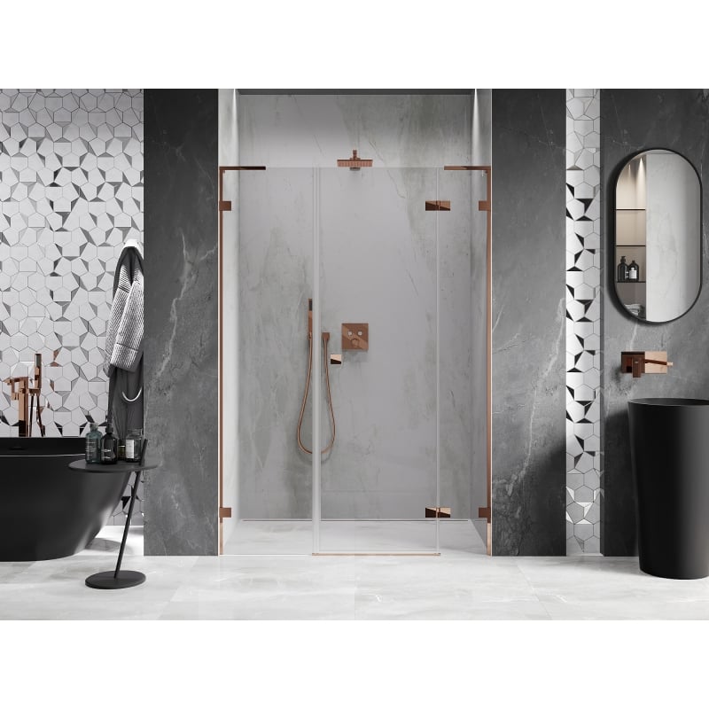 Mexen Lunar L Duschdrehtür rechts 160 cm, transparent, Roségold - 834SL-160-050-60-00-P