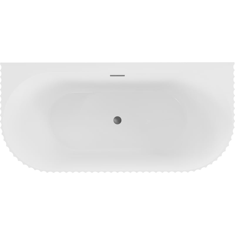 Mexen Sella freistehende Halbeinbau-Badewanne geriffelt 170 x 80 cm, weiß glänzend, Überlauf gun metal - 52711708000-95