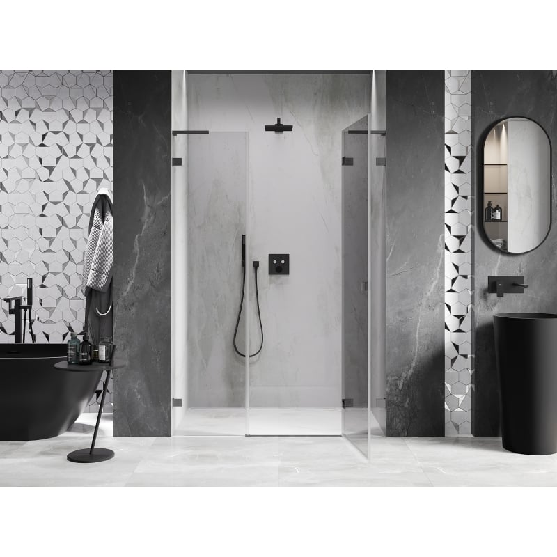 Mexen Lunar L Duschflügeltüren rechts 140 cm, transparent, gebürstet gun gray - 834SL-140-050-66-00-P