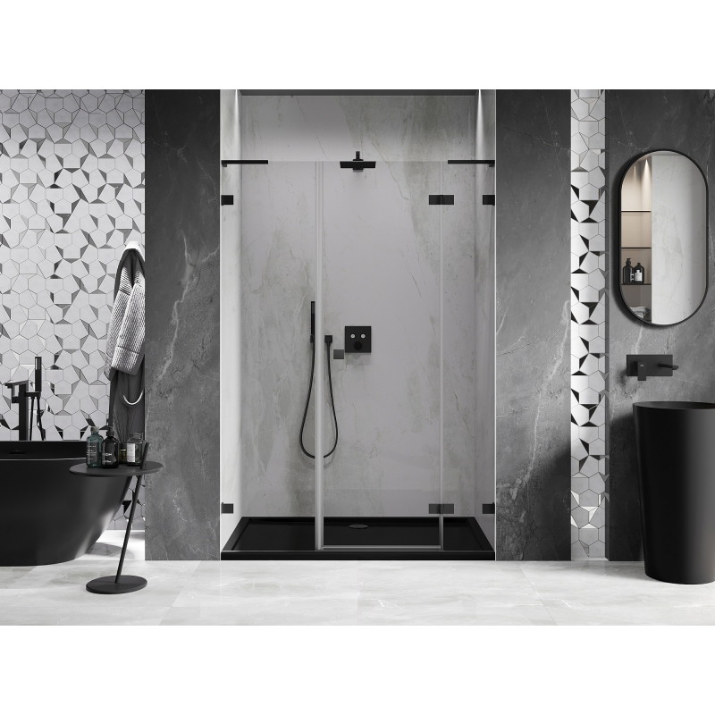 Mexen Lunar L Duschdrehtür rechts 135 cm, transparent, schwarz - 834SL-135-050-70-00-P