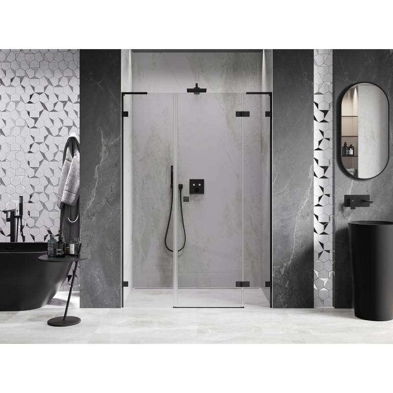 Mexen Lunar L Duschdrehtür rechts 155 cm, transparent, schwarz - 834SL-155-050-70-00-P