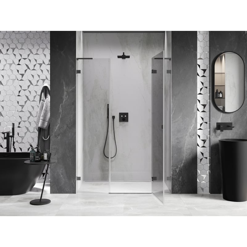Mexen Lunar L Duschpendeltüren rechts 130 cm, transparent, Gun Metal - 834SL-130-050-95-00-P