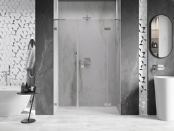 Mexen Lunar L Duschdrehtür rechts 130 cm, transparent, gebürstetes Nickel - 834SL-130-050-97-00-P