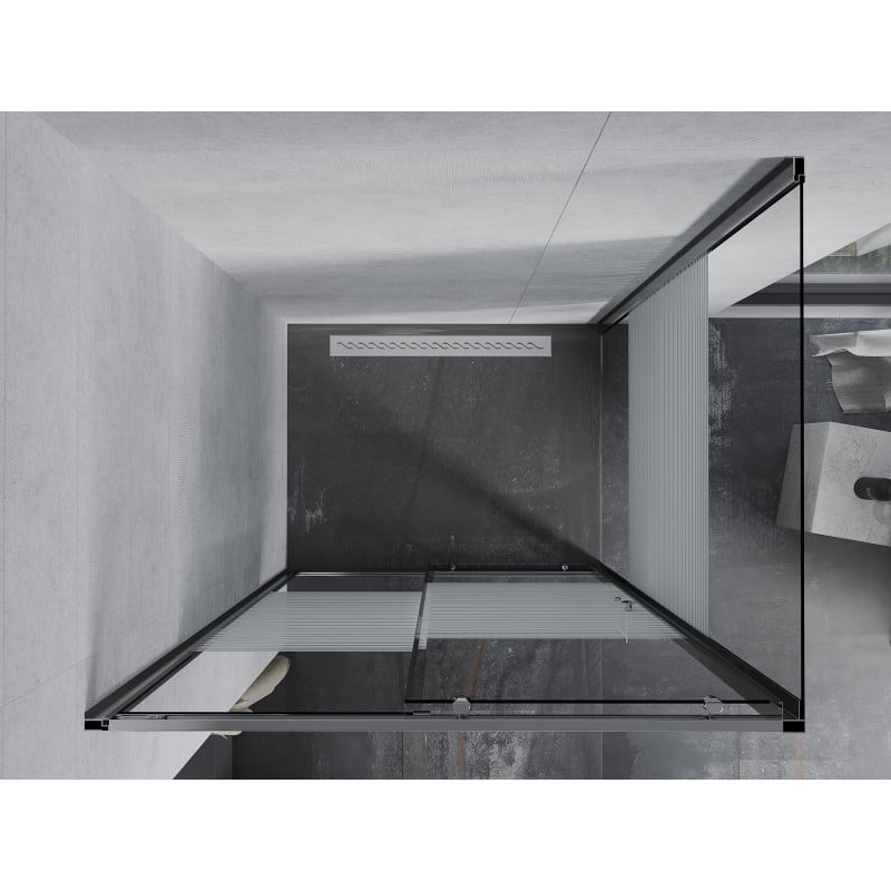 Mexen Apia Schiebedusche 135 x 90 cm, weiße Streifen, Chrom - 840-135-090-01-20
