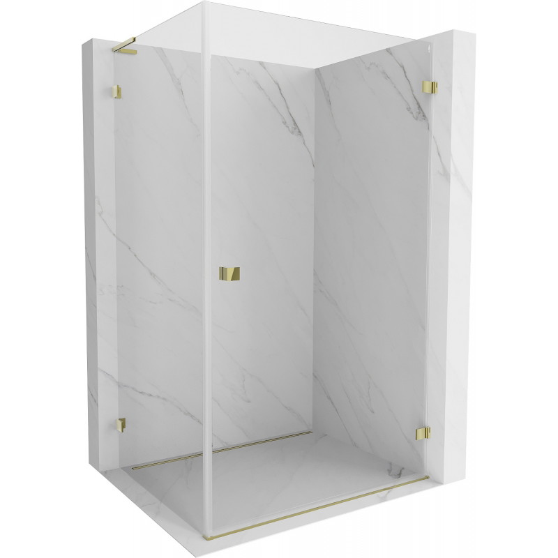 Mexen Lunar-B L Duschkabine, rechts öffnend, 95 x 80 cm, transparent, gold - 832L-095-080-50-00-P