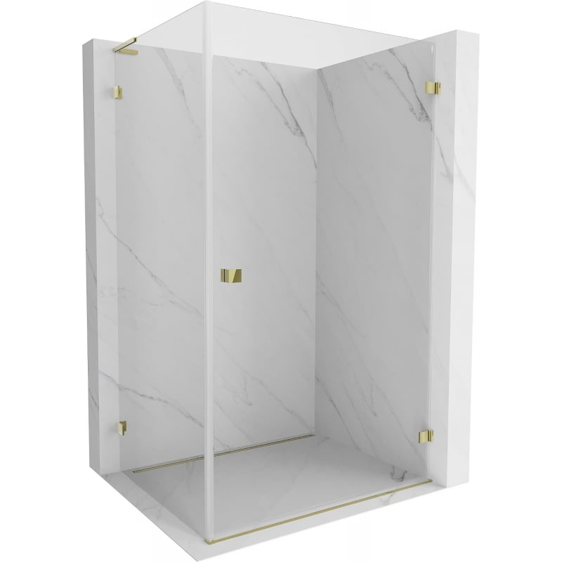 Mexen Lunar-B L Duschkabine schwenkbar rechts 90 x 80 cm, transparent, gold - 832L-090-080-50-00-P