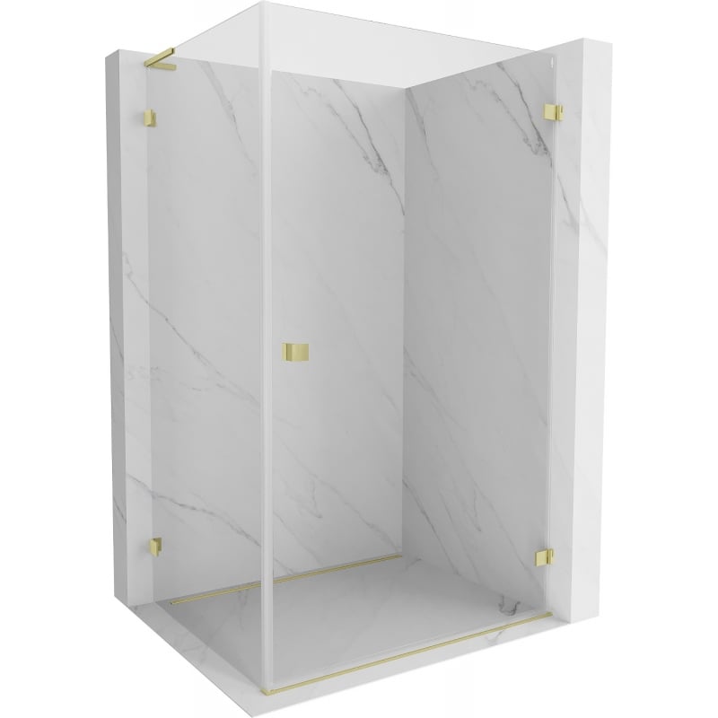 Mexen Lunar-B L Duschkabine schwenkbar rechts 100 x 90 cm, transparent, gebürstet gold - 832L-100-090-55-00-P