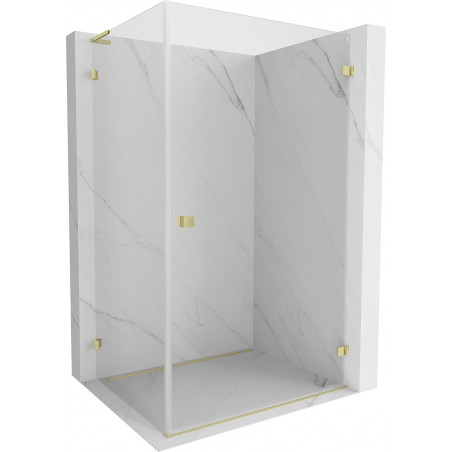 Mexen Lunar-B L Duschkabine Schwingtür rechts 85 x 80 cm, transparent, gebürstetes Gold - 832L-085-080-55-00-P