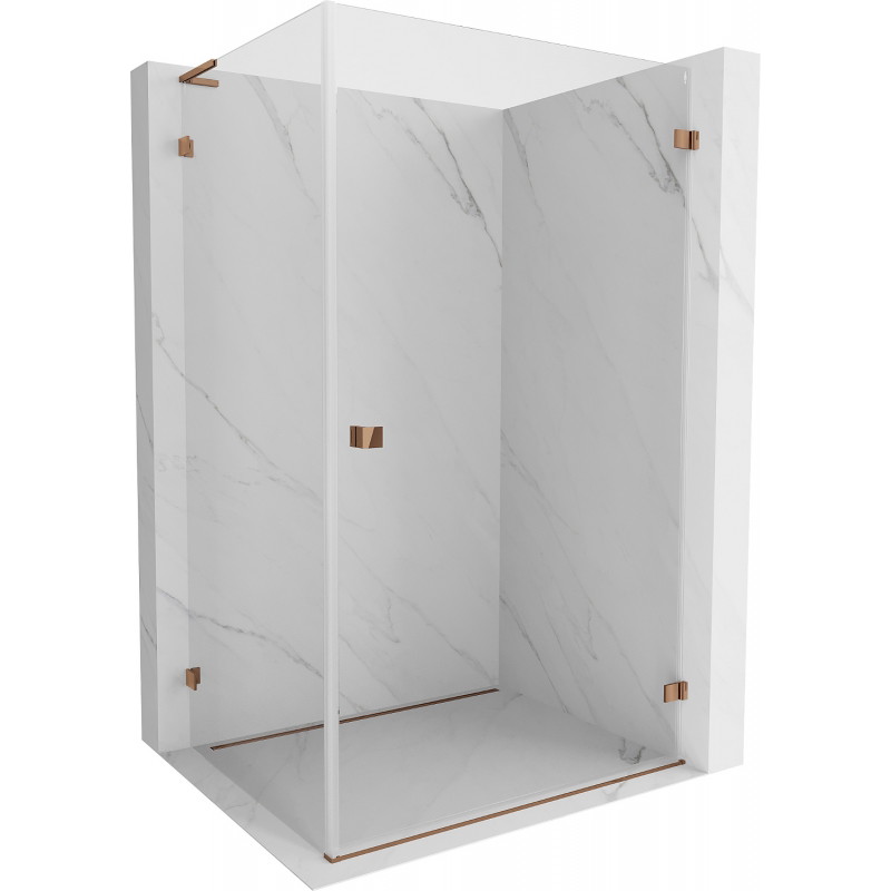 Mexen Lunar-B L Duschkabine, schwenkbar, rechts, 90 x 80 cm, transparent, Roségold - 832L-090-080-60-00-P