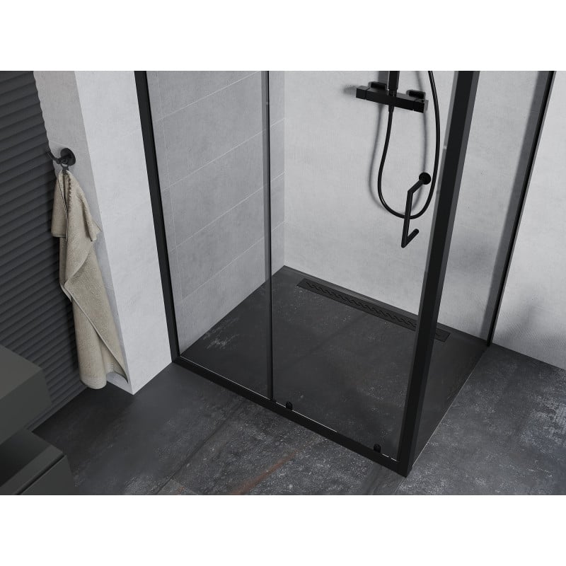 Mexen Apia Duschkabine schiebbar 135 x 70 cm, transparent, schwarz - 840-135-070-70-00