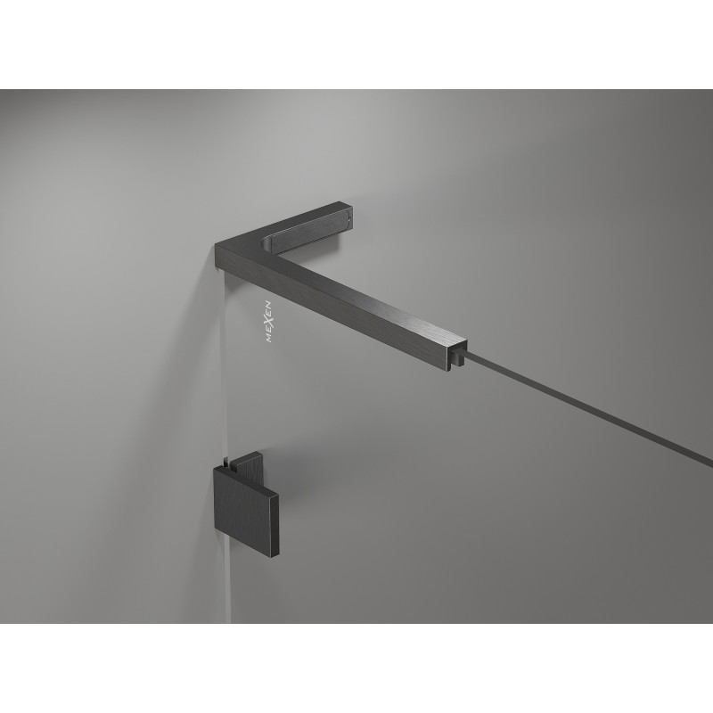 Mexen Lunar L Badeaufsatz 2-flügelig rechts 90 x 150 cm, transparent, gebürstet Gun Gray - 897L-090-100-66-00-P