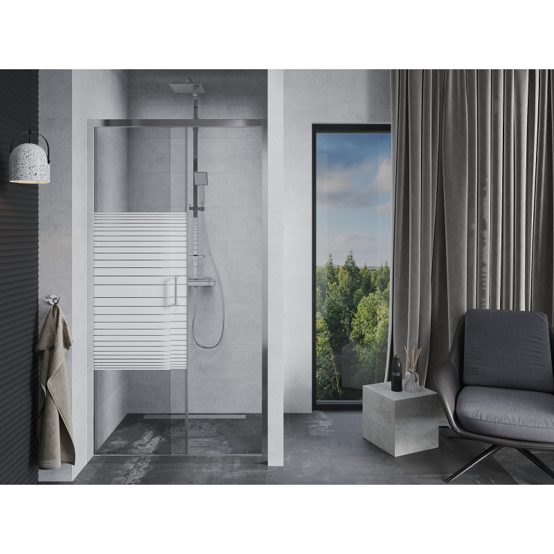 Mexen Apia Schiebetür 150 cm, Streifen, Chrom - 845-150-000-01-20