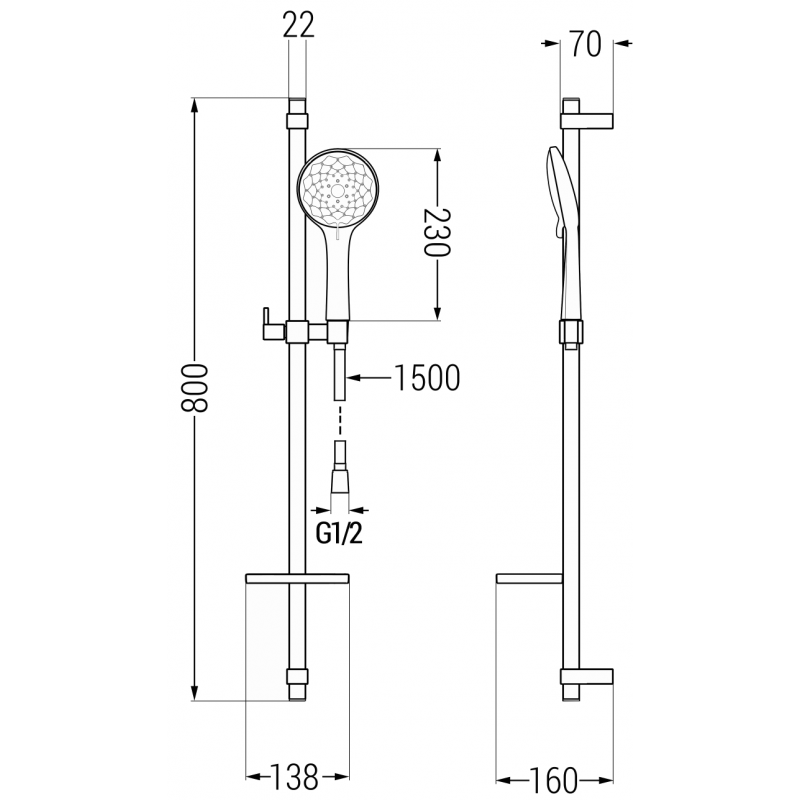 Mexen DQ74 verstellbares Duschset, Chrom - 785744581-00