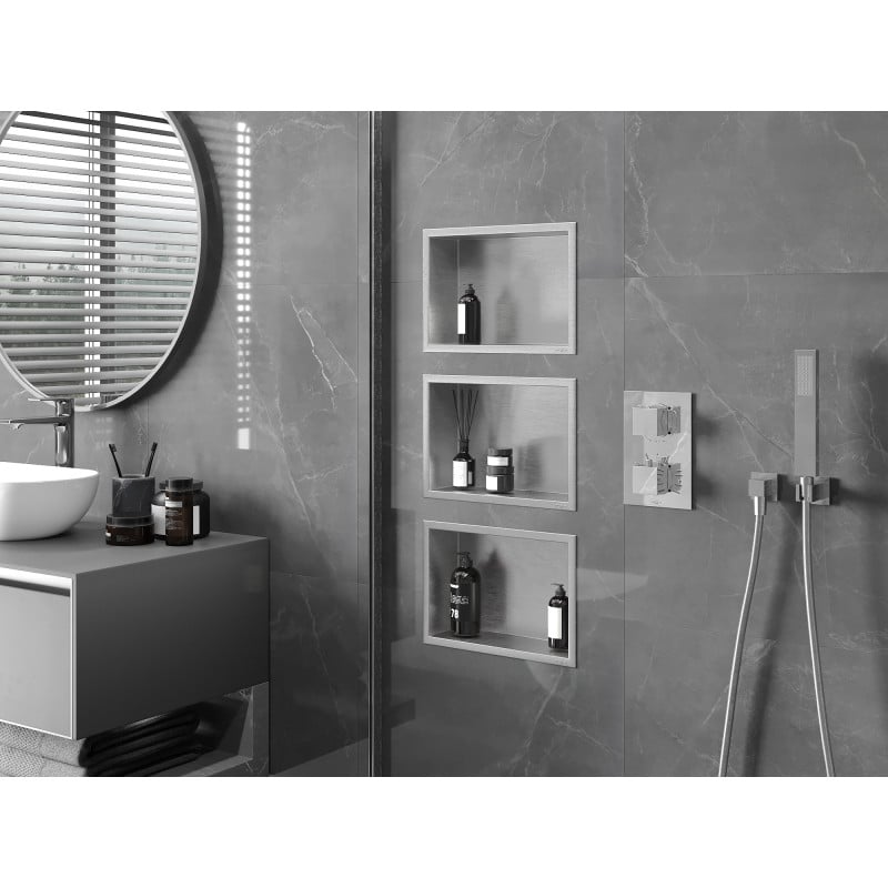 Mexen X-Wall-R Wandeinbauablage mit Flansch 30 x 20 cm, Inox - 1910302010