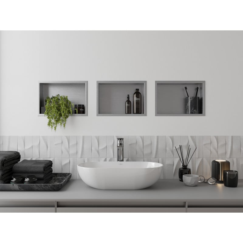 Mexen X-Wall-R Wandeinbauablage mit Flansch 30 x 20 cm, Inox - 1910302010