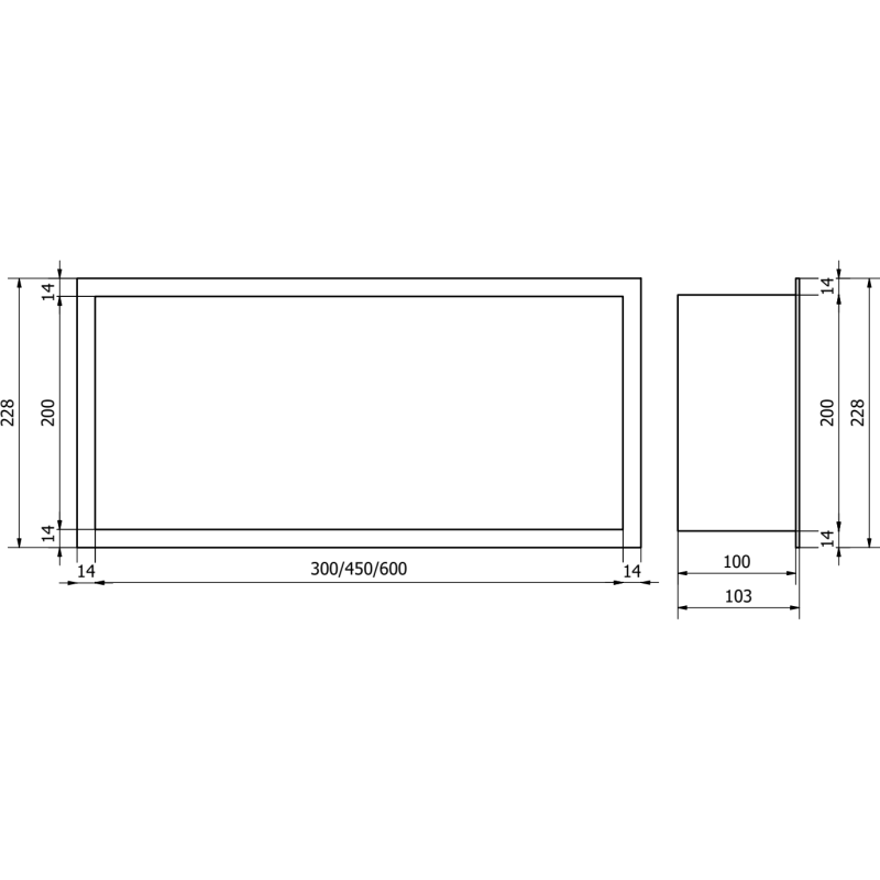 Mexen X-Wall-R Nischenregal mit Flansch 30 x 20 cm, Inox - 1910302010