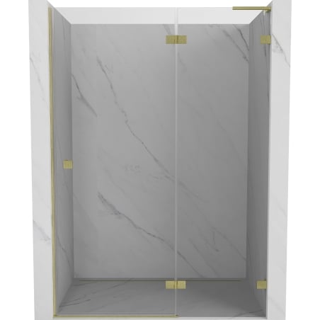 Mexen Lunar L rechte Duschtür, 130 cm, transparent, gebürstetes Gold - 834L-130-000-55-00-P