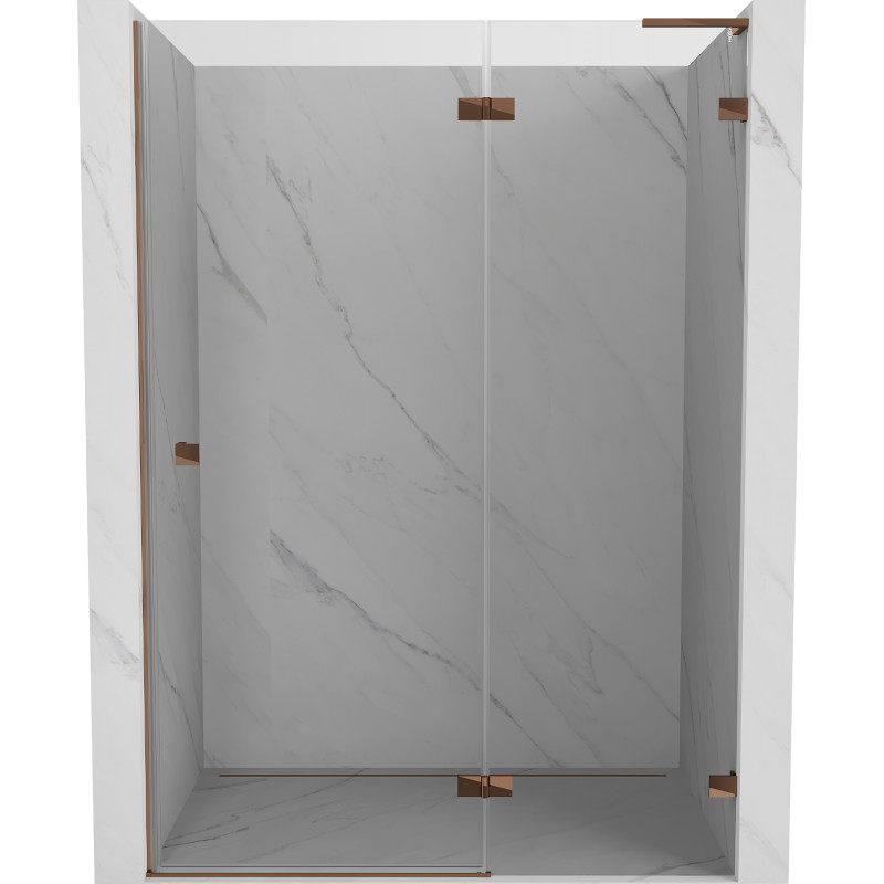 Mexen Lunar L rechte Duschtür, 140 cm, transparent, Roségold - 834L-140-000-60-00-P