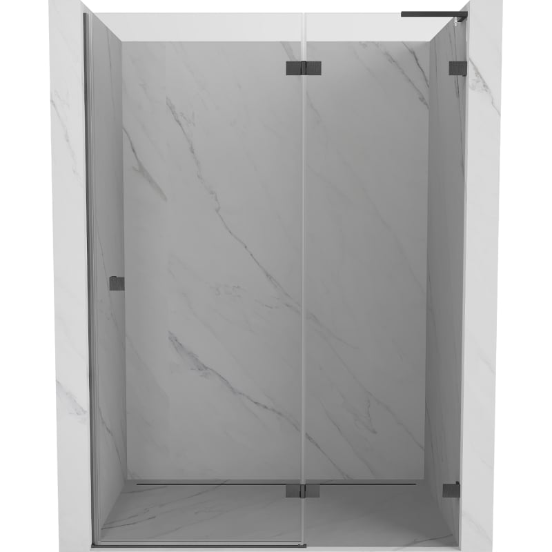 Mexen Lunar L Duschdrehtür rechts 135 cm, transparent, gebürstetes Gun Gray - 834L-135-000-66-00-P