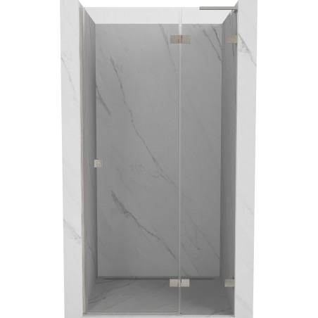 Mexen Lunar L Duschabtrennung, schwenkbar, rechte Seite, 105 cm, transparent, gebürstetes Nickel - 834L-105-000-97-00-P