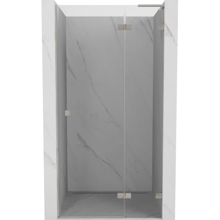 Mexen Lunar L rechte, schwenkbare Duschabtrennung 110 cm, transparent, gebürsteter Nickel - 834L-110-000-97-00-P