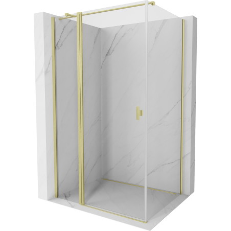 Mexen Mist T Duschkabine schwenkbar 75 x 80 cm, transparent, gebürstet gold - 8A4T-075-080-55-00