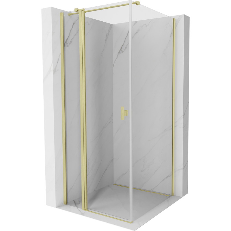Mexen Mist T Duschkabine schwenkbar 80 x 80 cm, transparent, gebürstetes Gold - 8A4T-080-080-55-00