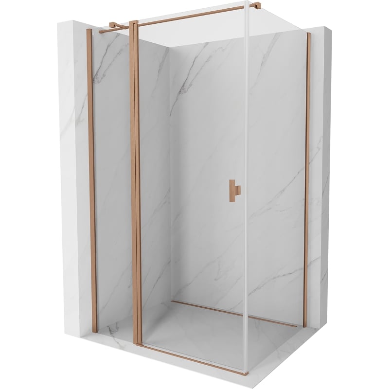 Mexen Mist T Duschkabine schwenkbar 110 x 70 cm, transparent, gebürstetes Kupfer - 8A4T-110-070-65-00