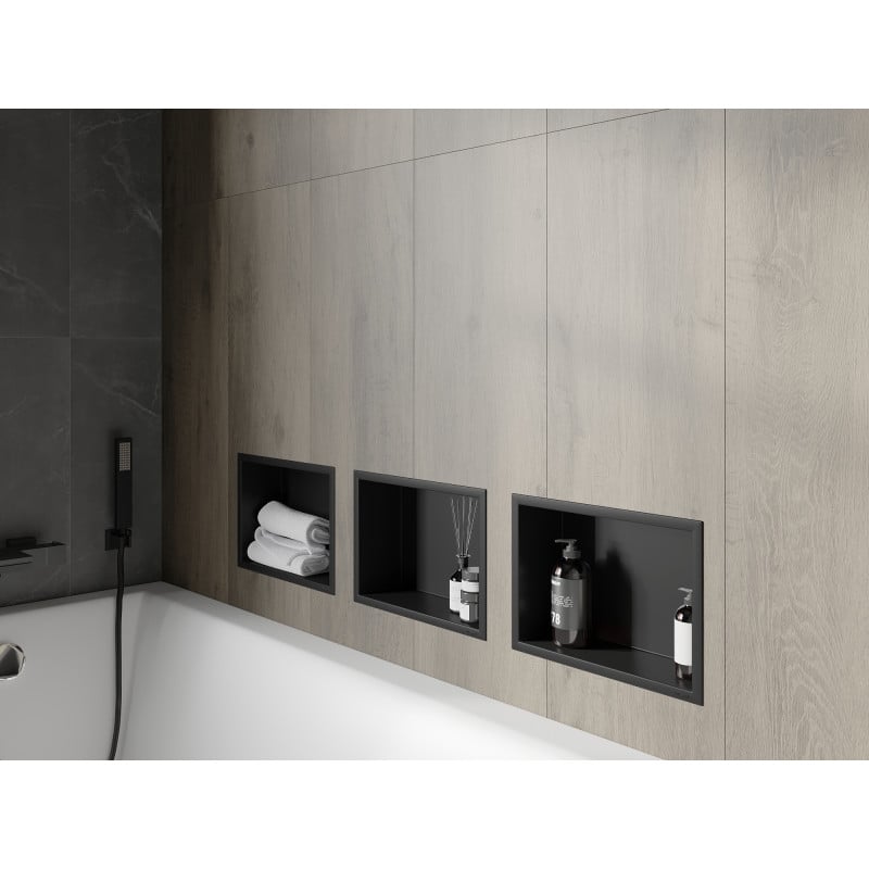 Mexen X-Wall-R Nischeregal mit Flansch 30 x 20 cm, schwarz - 1970302010