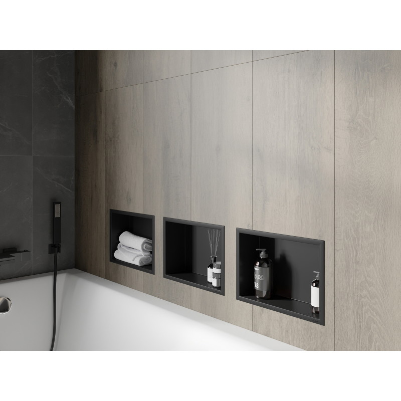 Mexen X-Wall-R Wandnische-Regal mit Flansch 30 x 20 cm, schwarz - 1970302010
