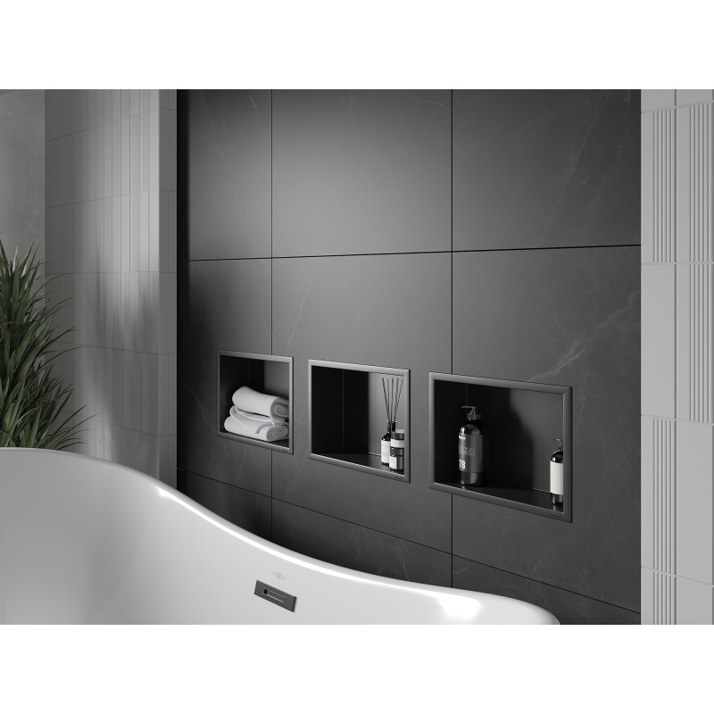 Mexen X-Wall-R Nischeregal mit Flansch 30 x 20 cm, schwarz - 1970302010