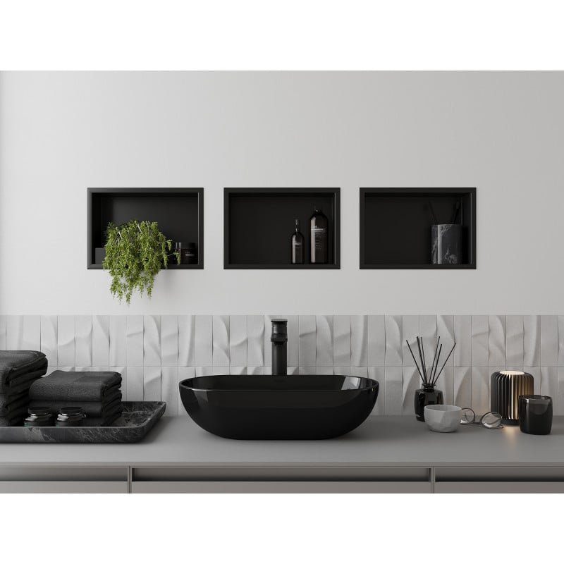 Mexen X-Wall-R Nischeregal mit Flansch 30 x 20 cm, schwarz - 1970302010