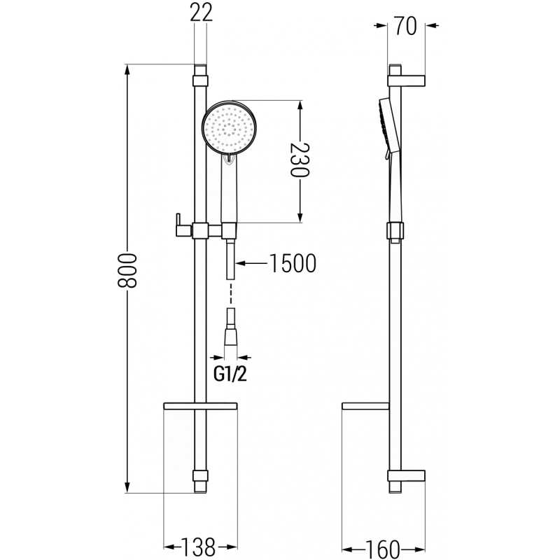 Mexen DQ75 verstellbares Duschset, Chrom - 785754581-00