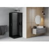 Mexen Rio quadratische Duschkabine 80 x 80 cm, Graphit, schwarz + Duschwanne Flat, schwarz - 860-080-080-70-40-4070B