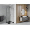 Mexen Rio quadratische Duschkabine 70 x 70 cm, transparent, Chrom + Flat Duschwanne, schwarz - 860-070-070-01-00-4070