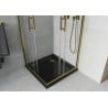 Mexen Rio quadratische Duschkabine 70 x 70 cm, transparent, gold + Flat Duschwanne, schwarz- 860-070-070-50-00-4070G