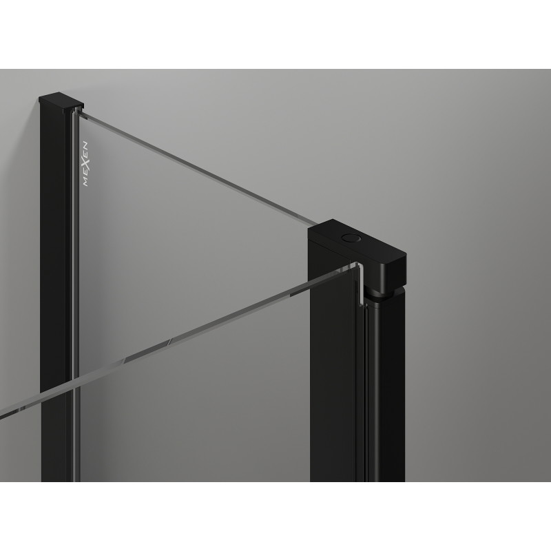 Mexen Mist T Duschkabine schwenkbar links 80 x 75 cm, schwarzer Rahmen, schwarz - 8A4T-080-075-70-70-L