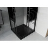 Mexen Rio Quadratische Duschkabine 70 x 70 cm, schwarze Streifen, schwarz + Flat Duschwanne, schwarz - 860-070-070-70-20-4070B