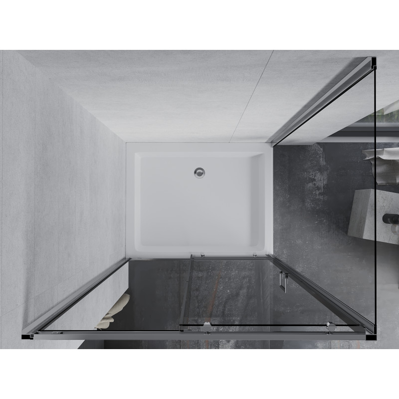 Mexen Apia Schiebeduschkabine 120 x 80 cm, transparent, Chrom + Duschwanne Rio - 840-120-080-01-00-4510