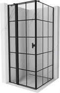Mexen Mist T Duschkabine schwenkbar links 80 x 80 cm, schwarzes Gitter, schwarz - 8A4T-080-080-70-77-L