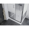 Mexen Apia Schiebeduschkabine 120 x 90 cm, weiße Streifen, Chrom + Duschwanne Rio - 840-120-090-01-20-4510