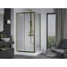 Mexen Apia Duschkabine Schiebetür 100 x 80 cm, transparent, gold + Duschwanne Rio - 840-100-080-50-00-4510